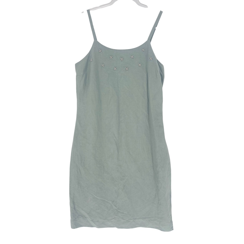 Merona Women  Linen Blend Beaded Neckline‎ Sheath Dress Size 12